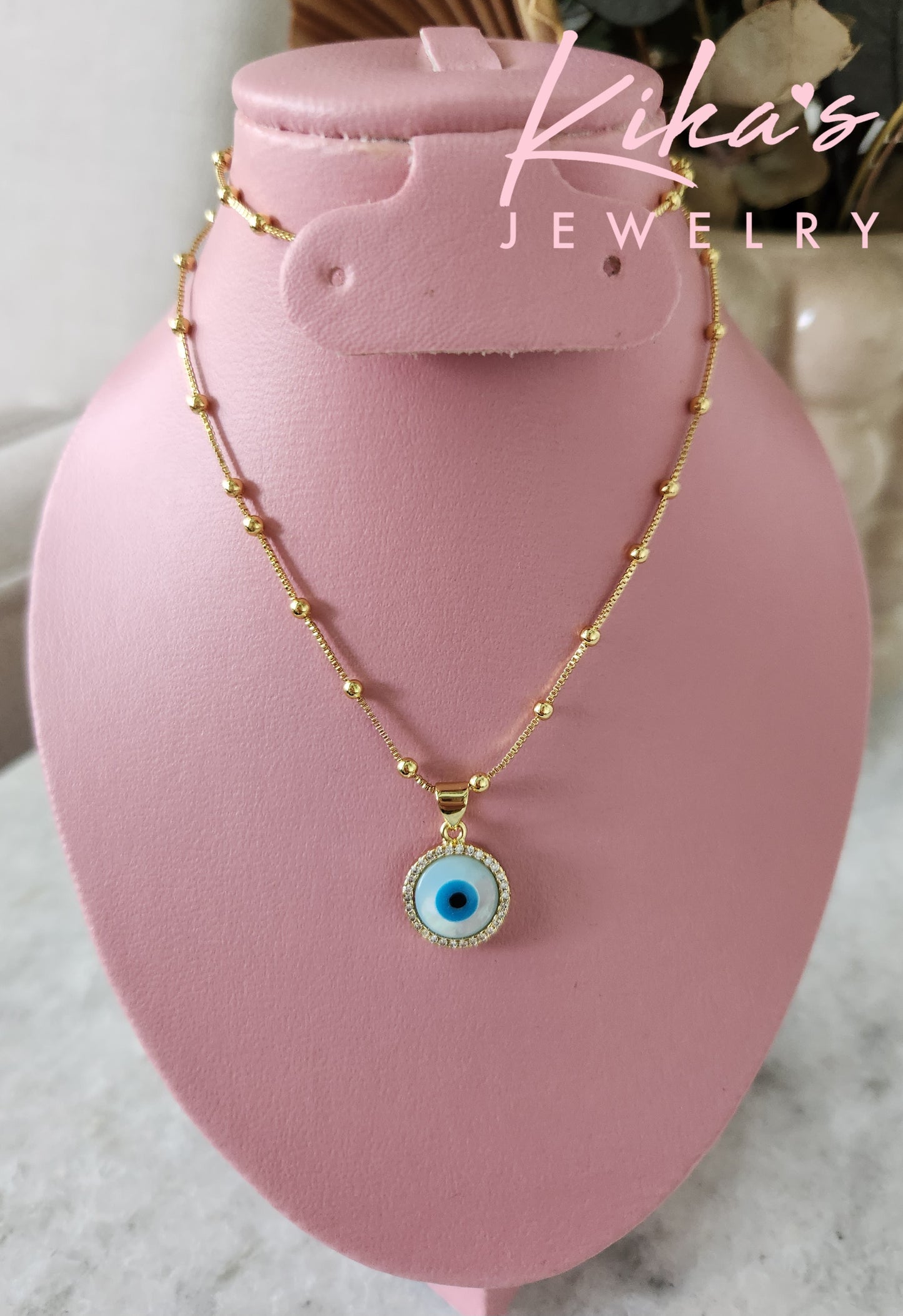 Shell Evil Eye Bolitas Necklace