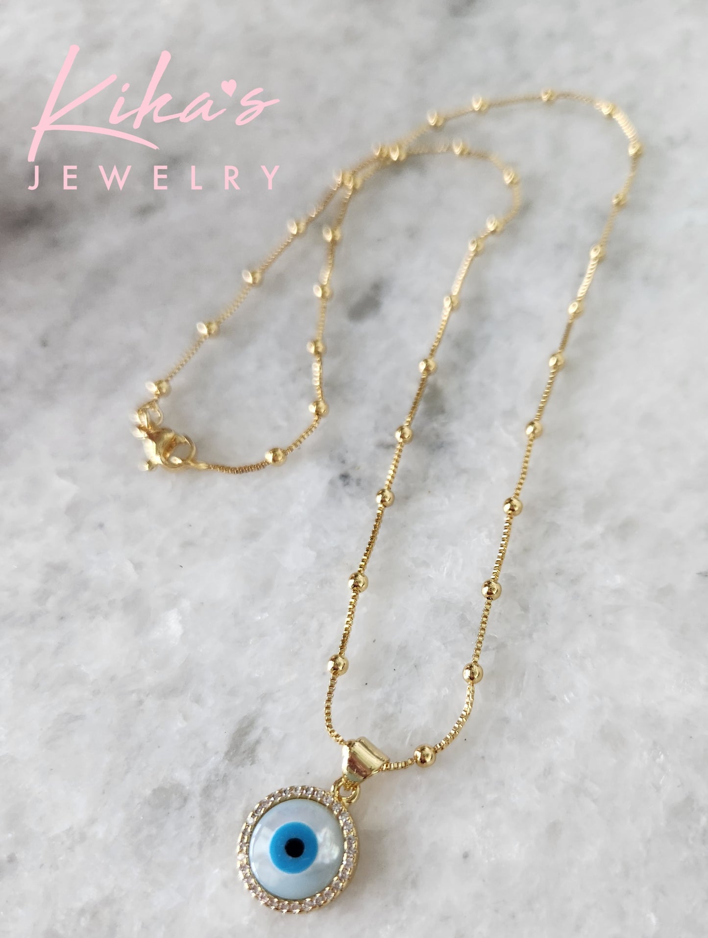 Shell Evil Eye Bolitas Necklace