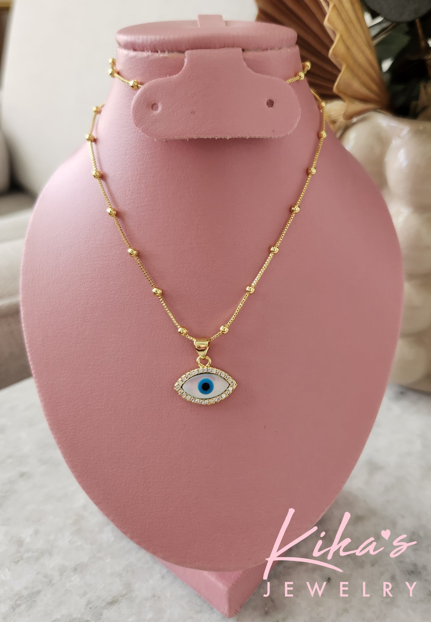 Shell Evil Eye Bolitas Necklace