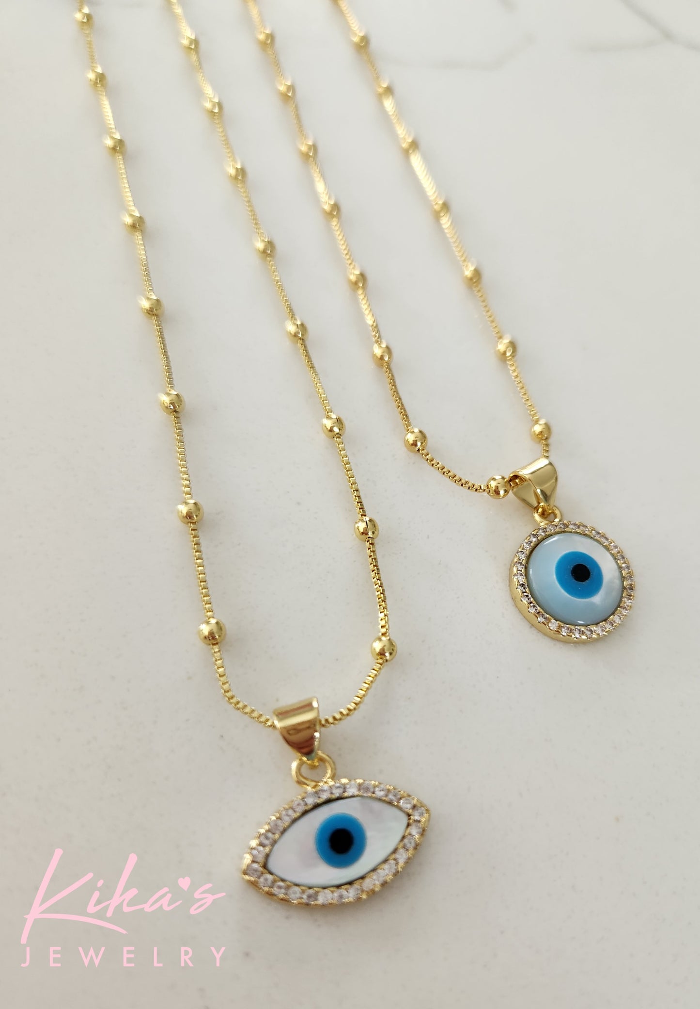 Shell Evil Eye Bolitas Necklace