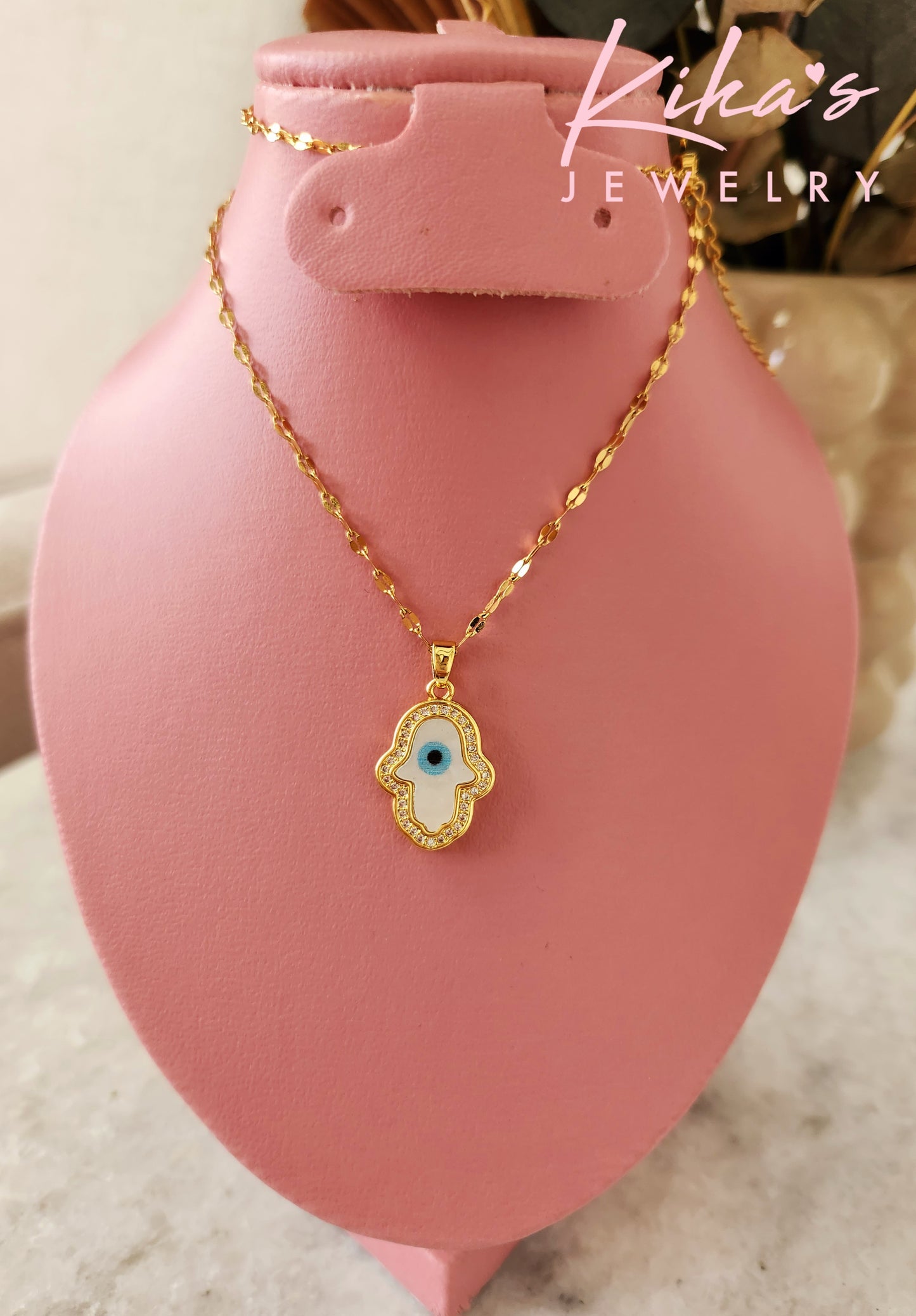 Hamsa Shell Evil Eye Necklace