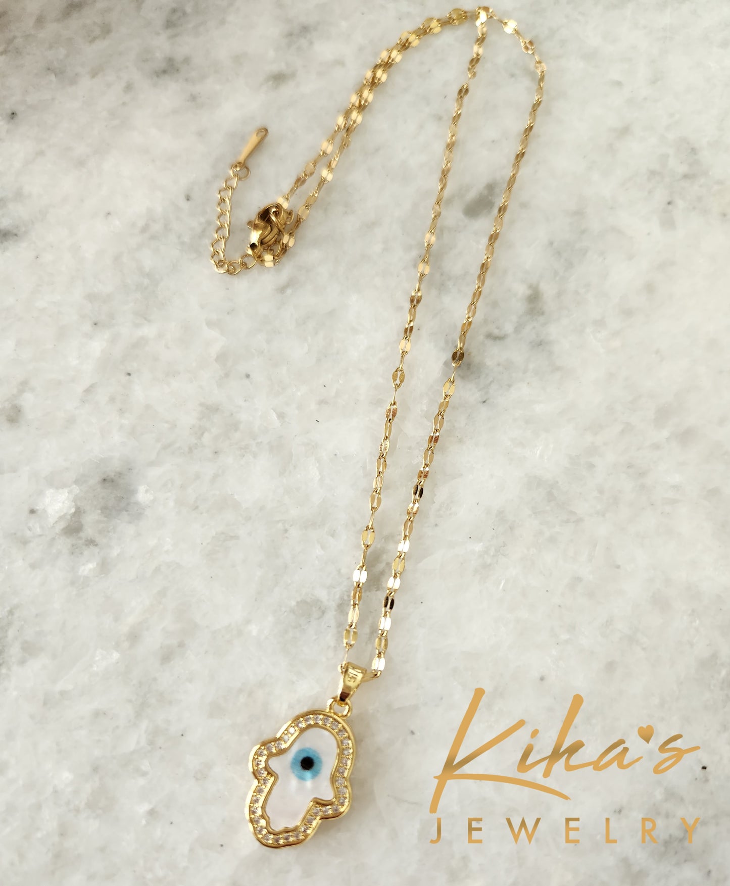 Hamsa Shell Evil Eye Necklace