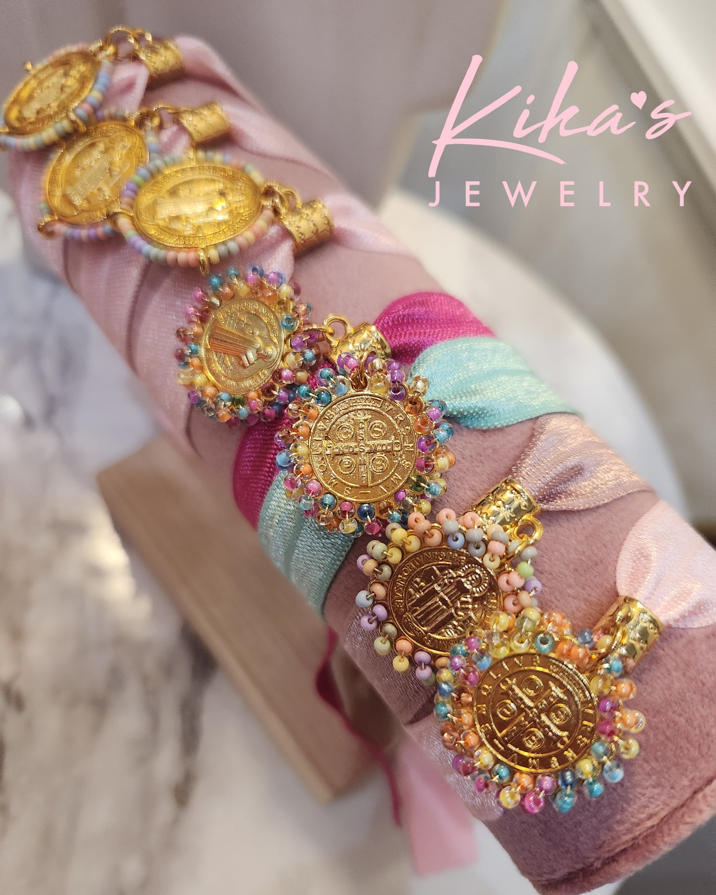 San Benito Beaded Charm Stretch Bracelet