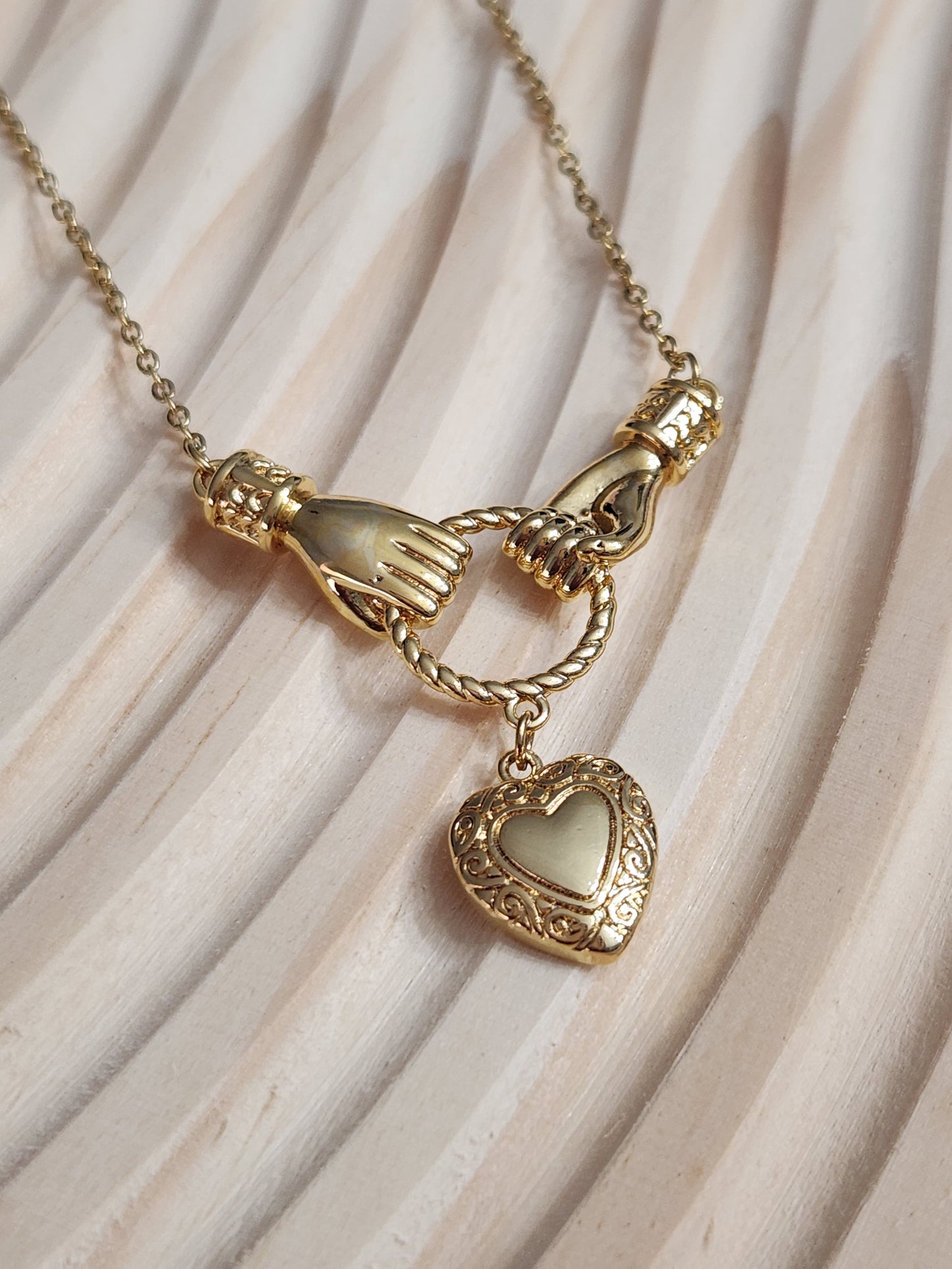 Heart Locket Hands Necklace