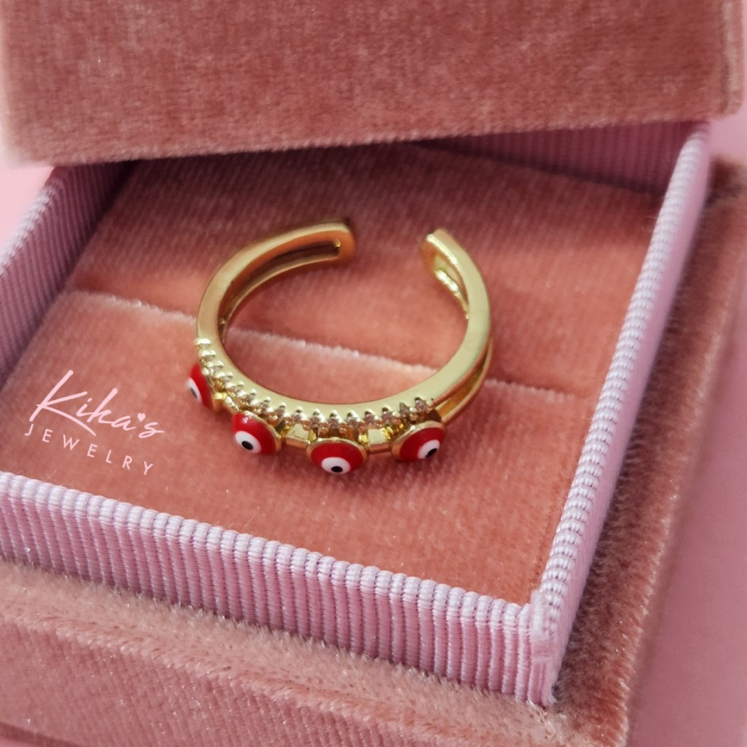 Double Red Evil Eye (Ojitos) Adjustable Ring