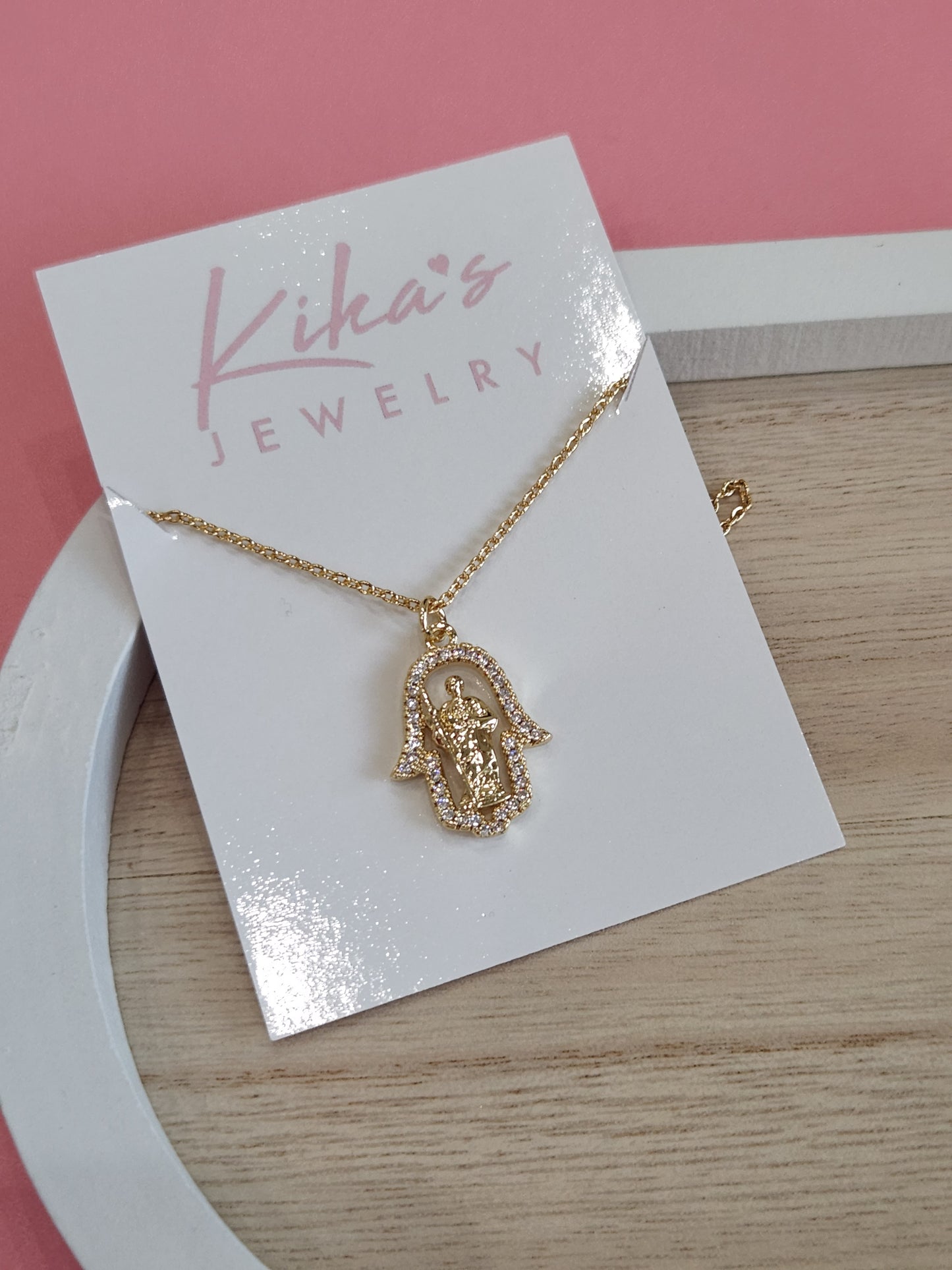 Collar de oro Hamsa Bling de San Judas