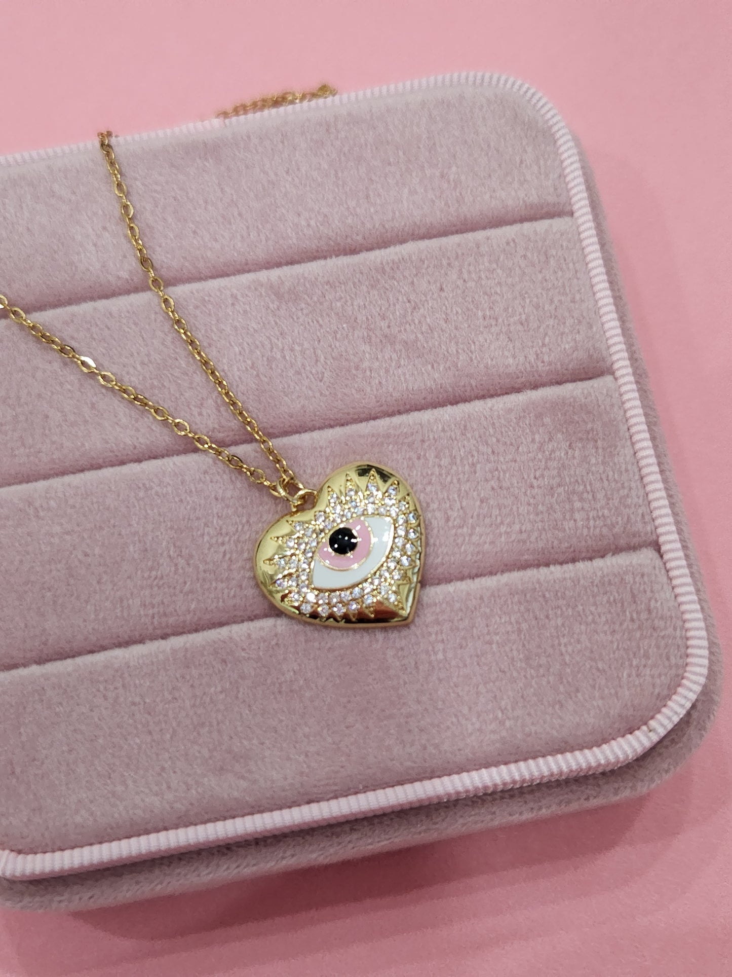 Collar Bling de protección del corazón del mal de ojo