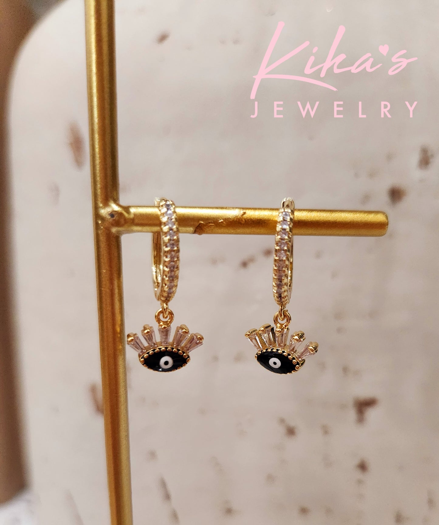 Zirconia Lashes Evil Eye Hoop Earrings