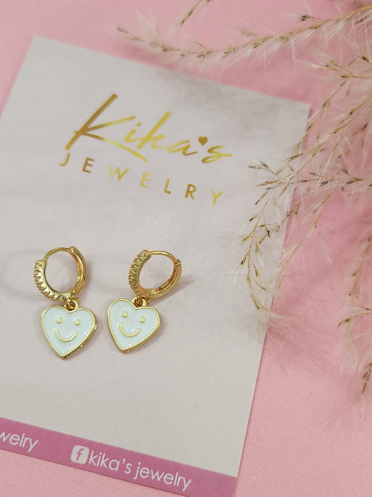 Smiley Heart Hoop Earrings