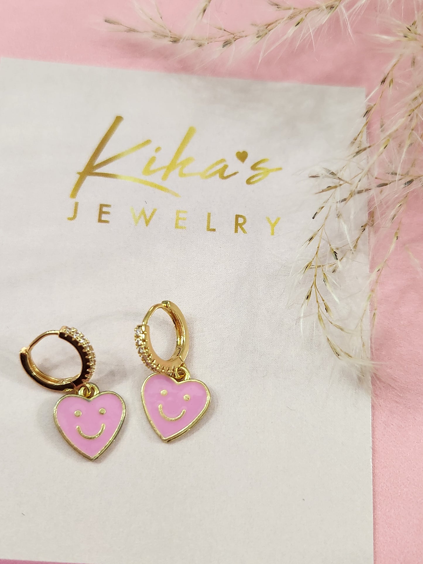 Smiley Heart Hoop Earrings