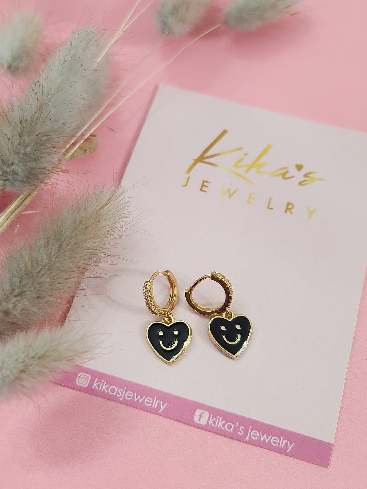 Smiley Heart Hoop Earrings