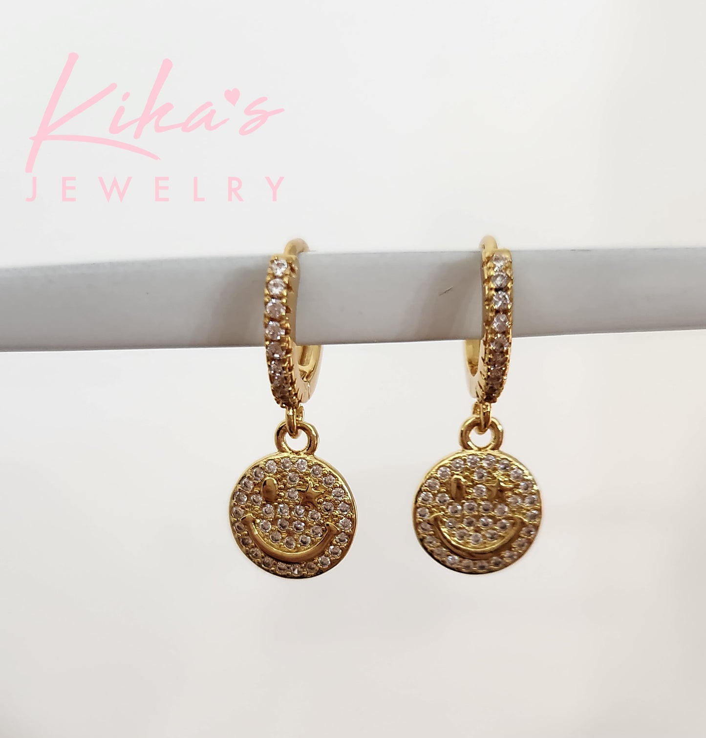 Smiley Face Shiny Hoop Earrings