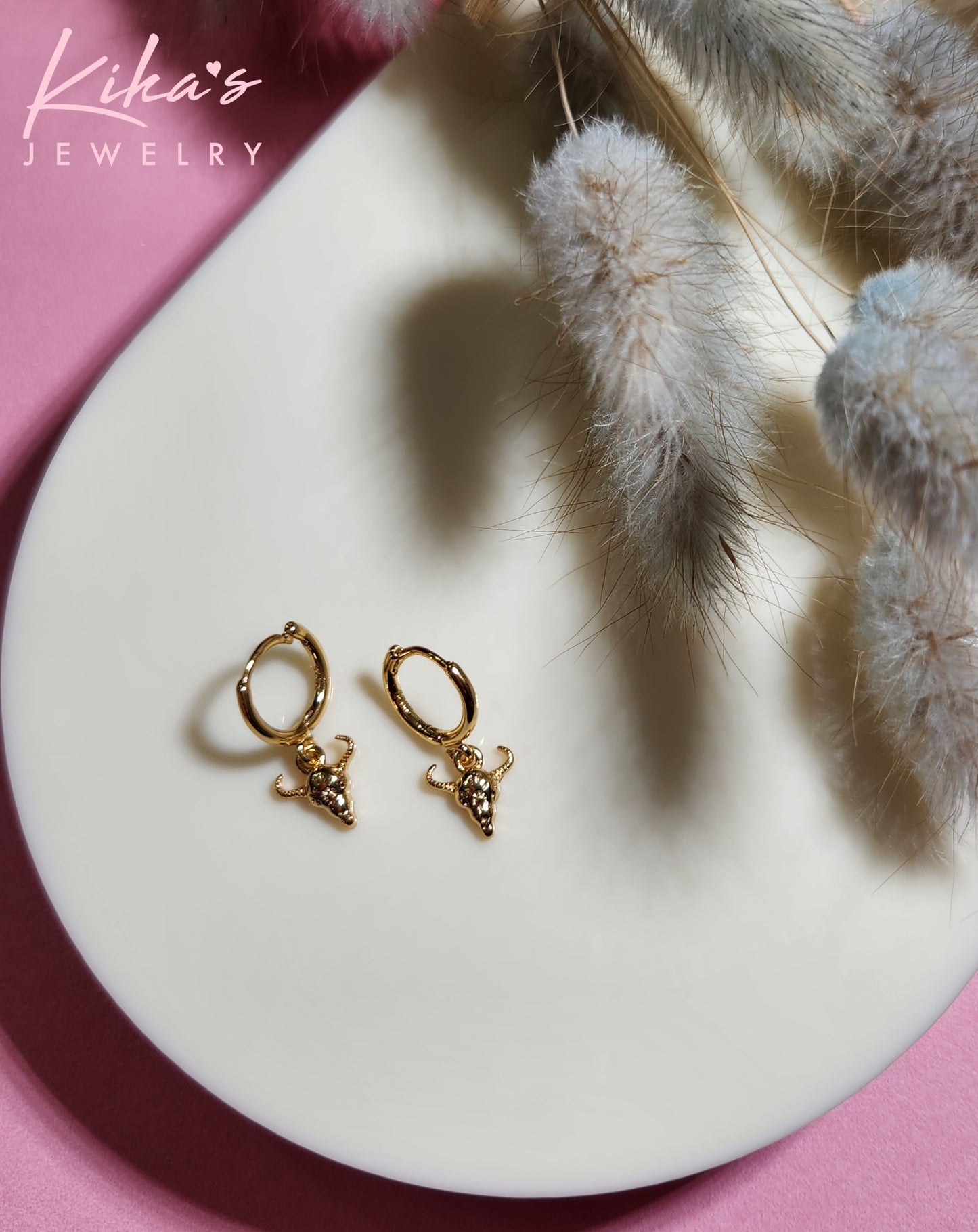 Bull Head Hoop Earrings