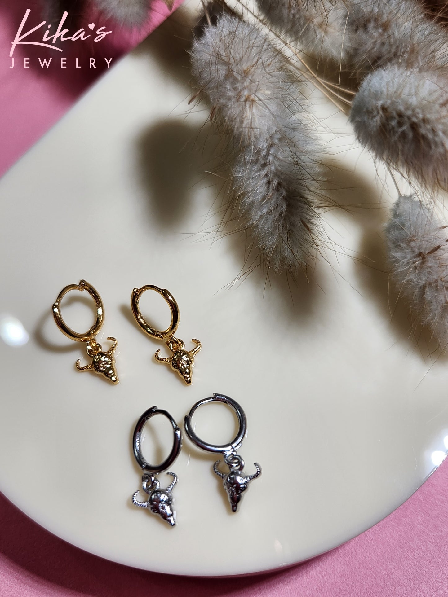 Bull Head Hoop Earrings