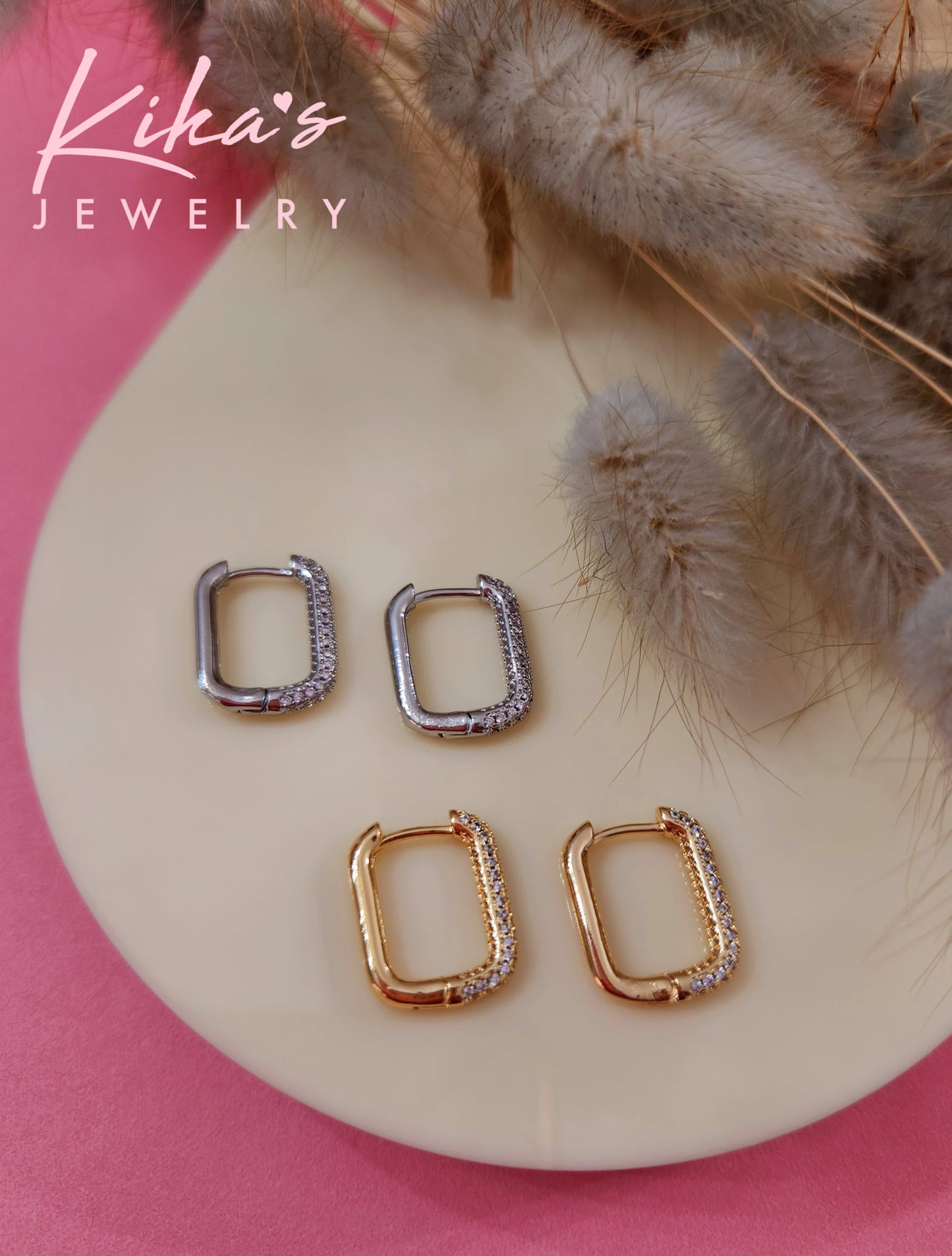 Square Zirconia Hoop Earrings