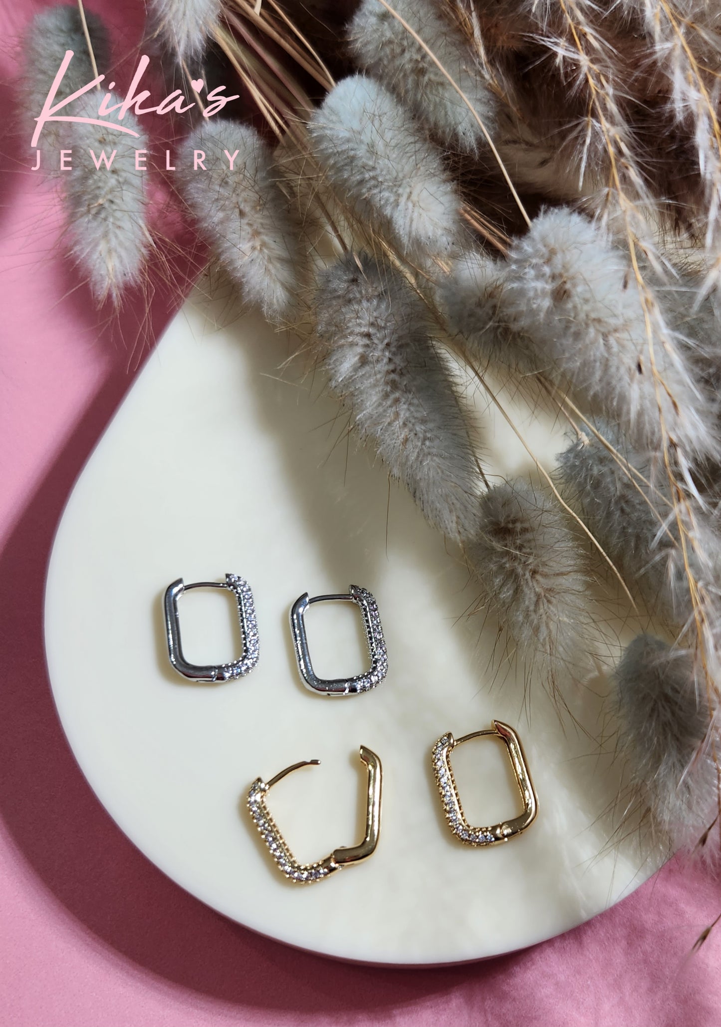 Square Zirconia Hoop Earrings