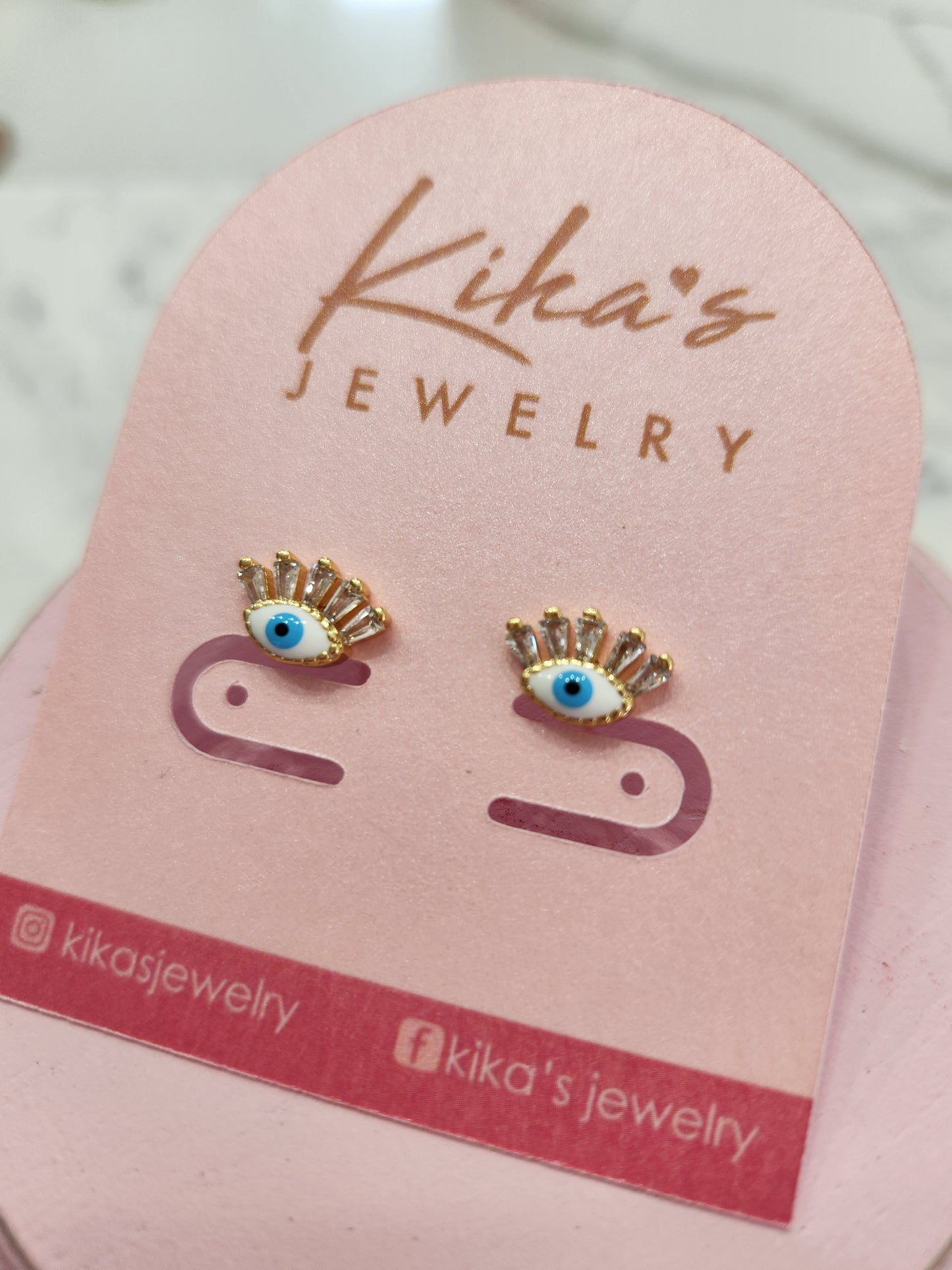 Zirconia Lashes Evil Eye Stud Earrings