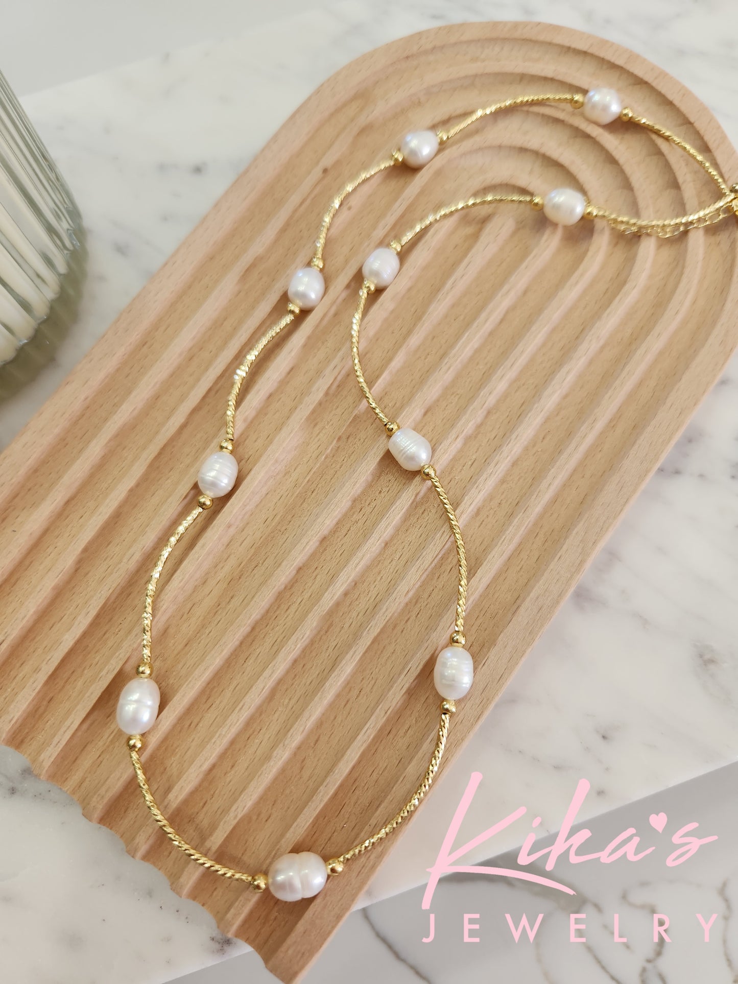 Gold Lines Natural Pearl Choker