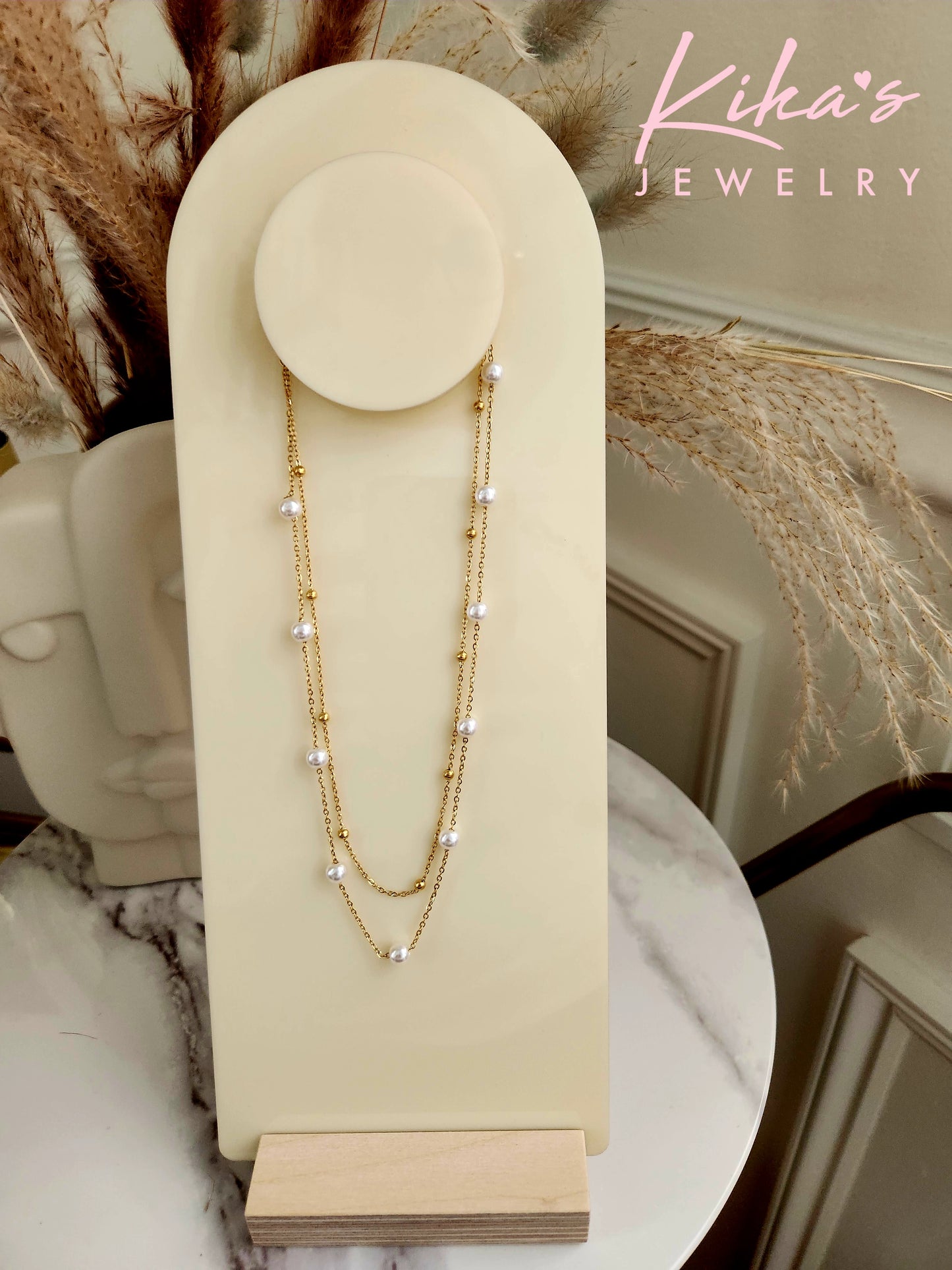 Double Necklace Ball Pearl