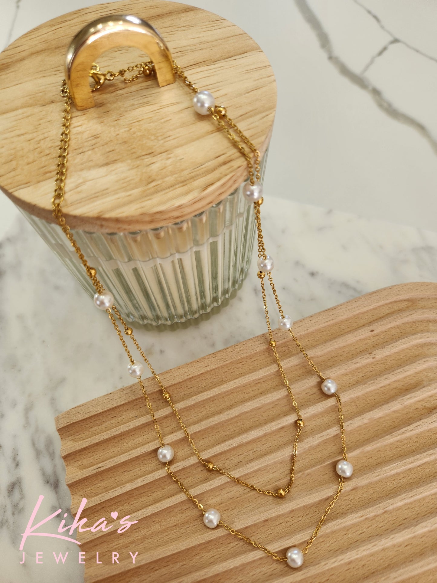 Double Necklace Ball Pearl