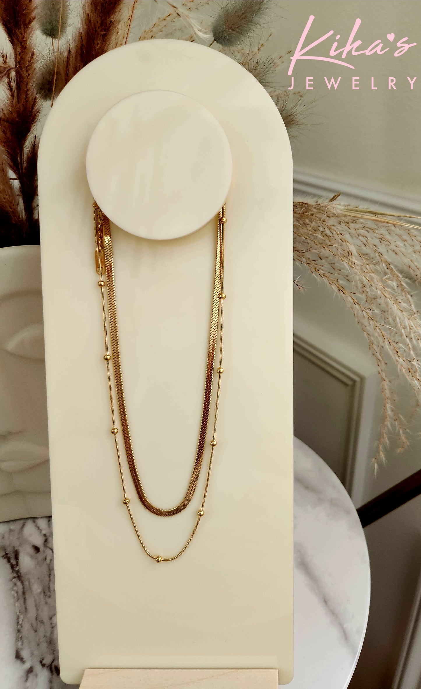 Double Flat Snake Bolitas Necklace