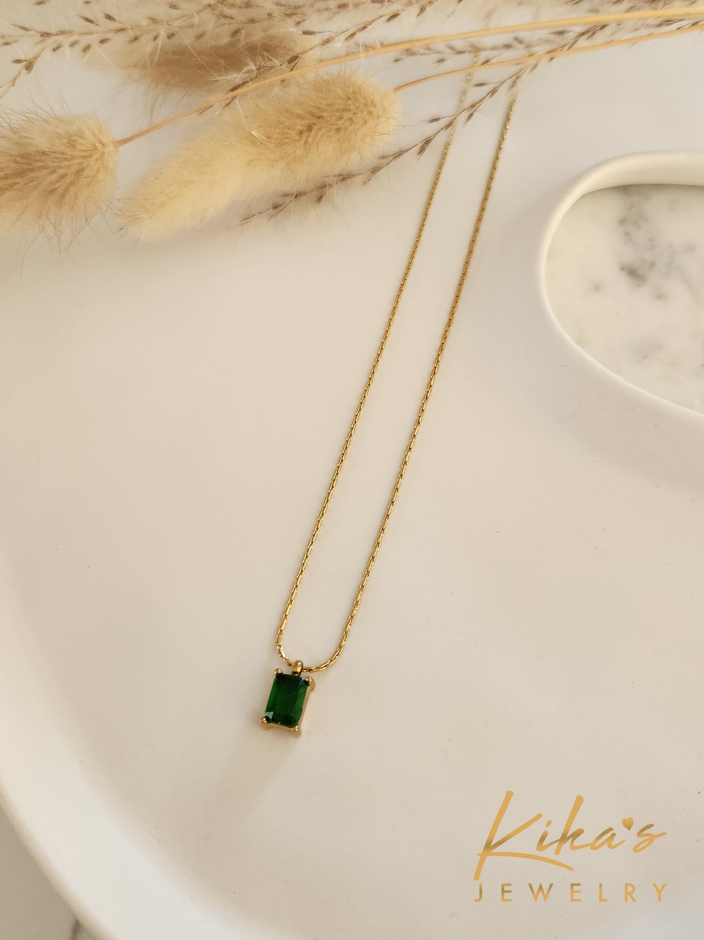 Green Square Necklace