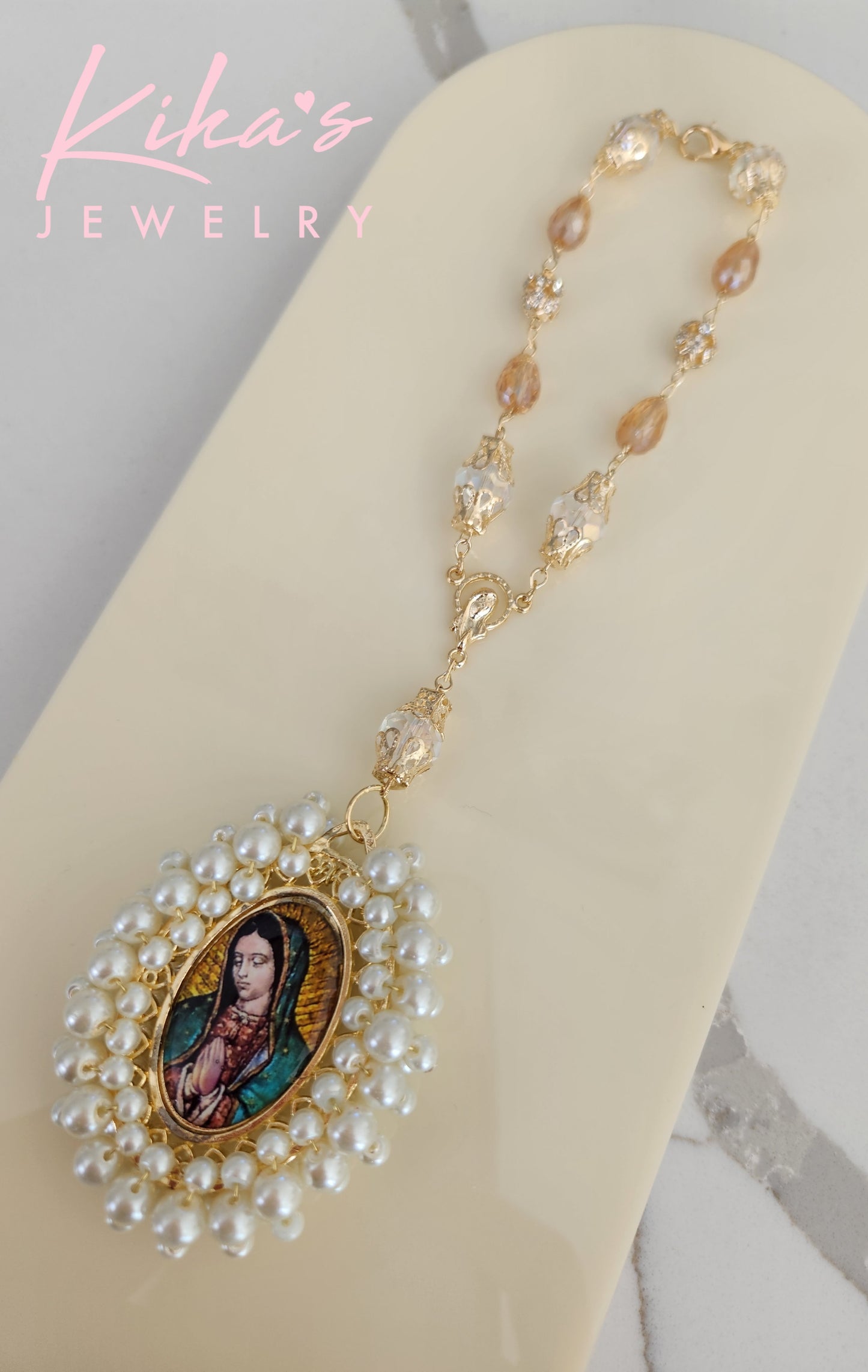 Virgencita Oval Crystal Hanging