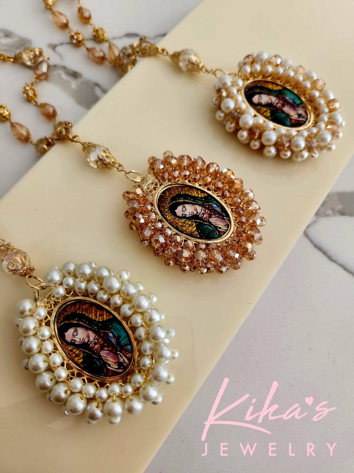 Virgencita Oval Crystal Hanging