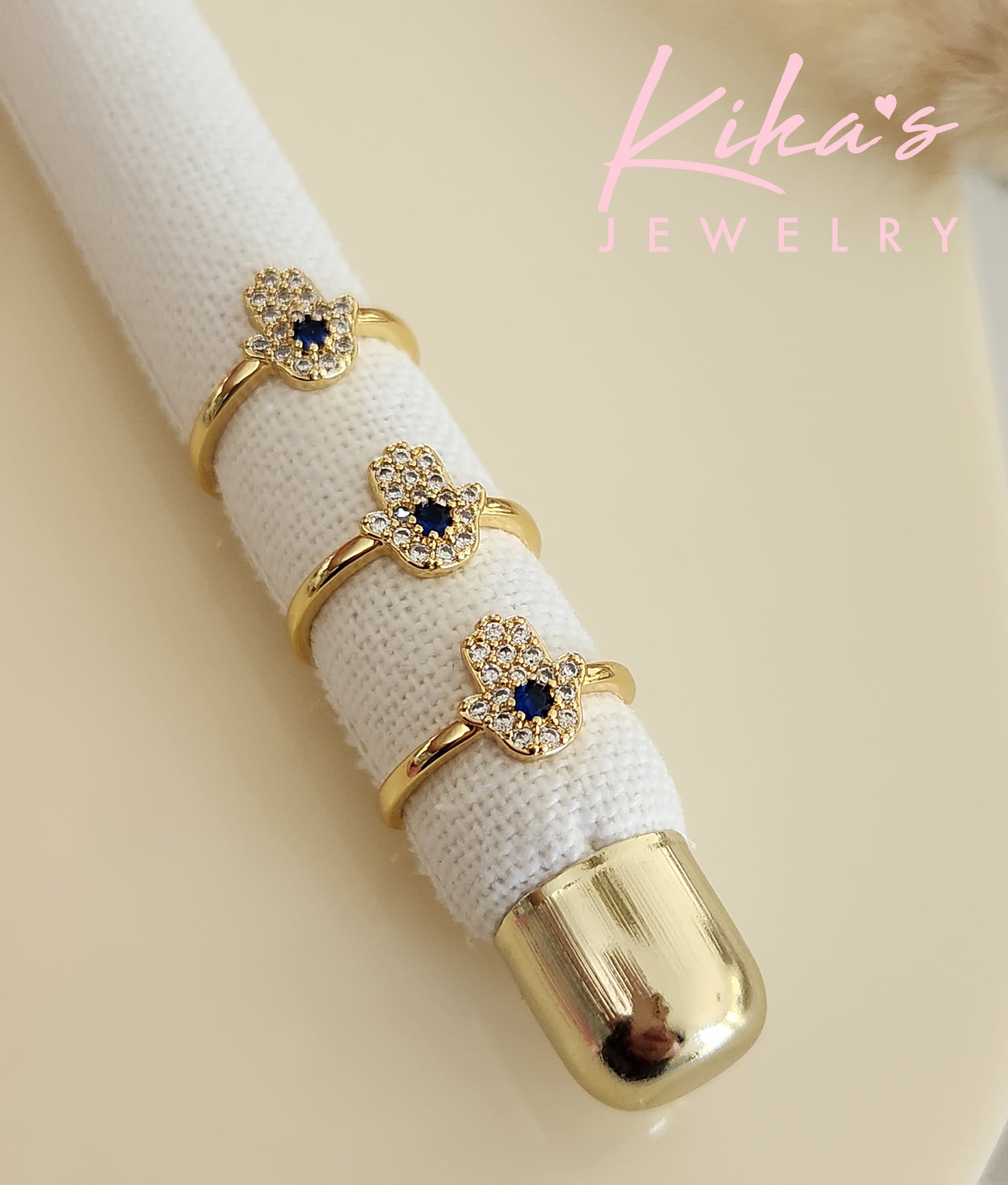 Hamsa Fatima Zirconia Ring