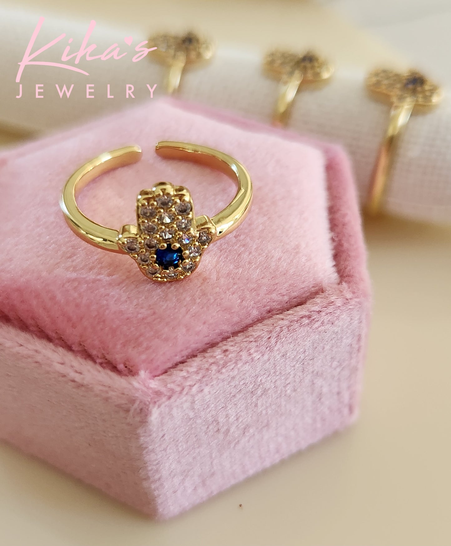 Hamsa Fatima Zirconia Ring