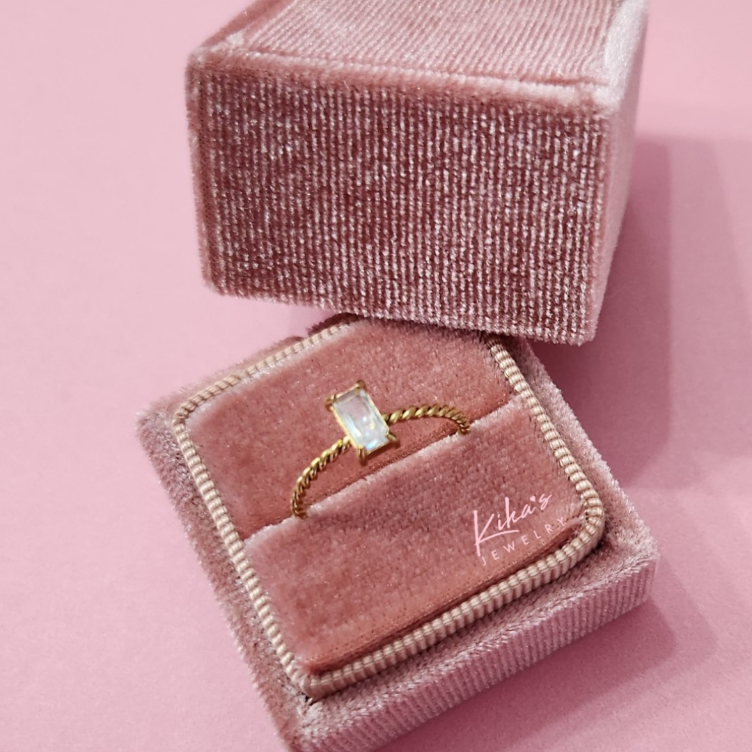 Crystal Opal Gold Braid Ring