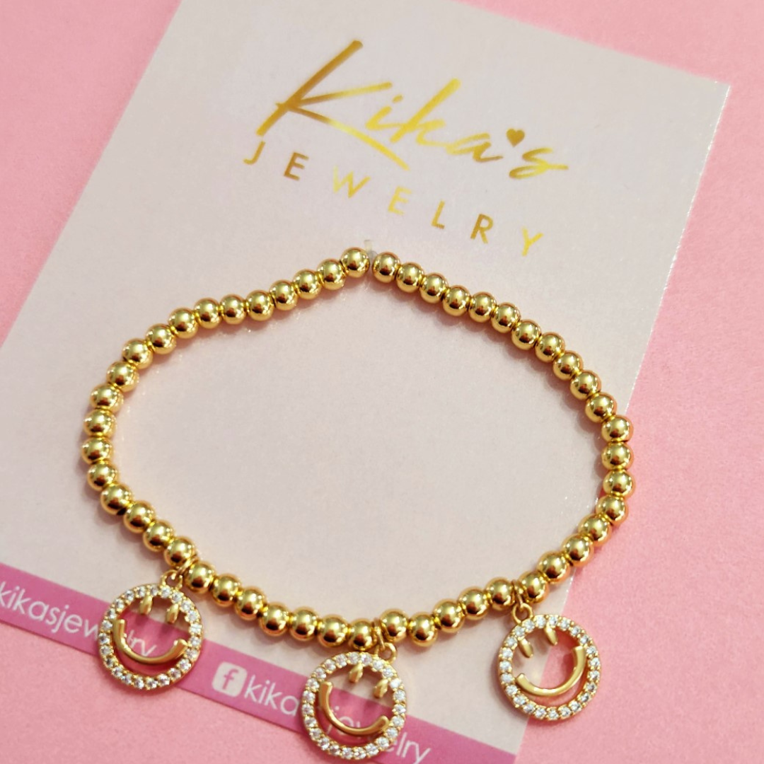 Las Tres Caritas Feliz Smiley Bracelet