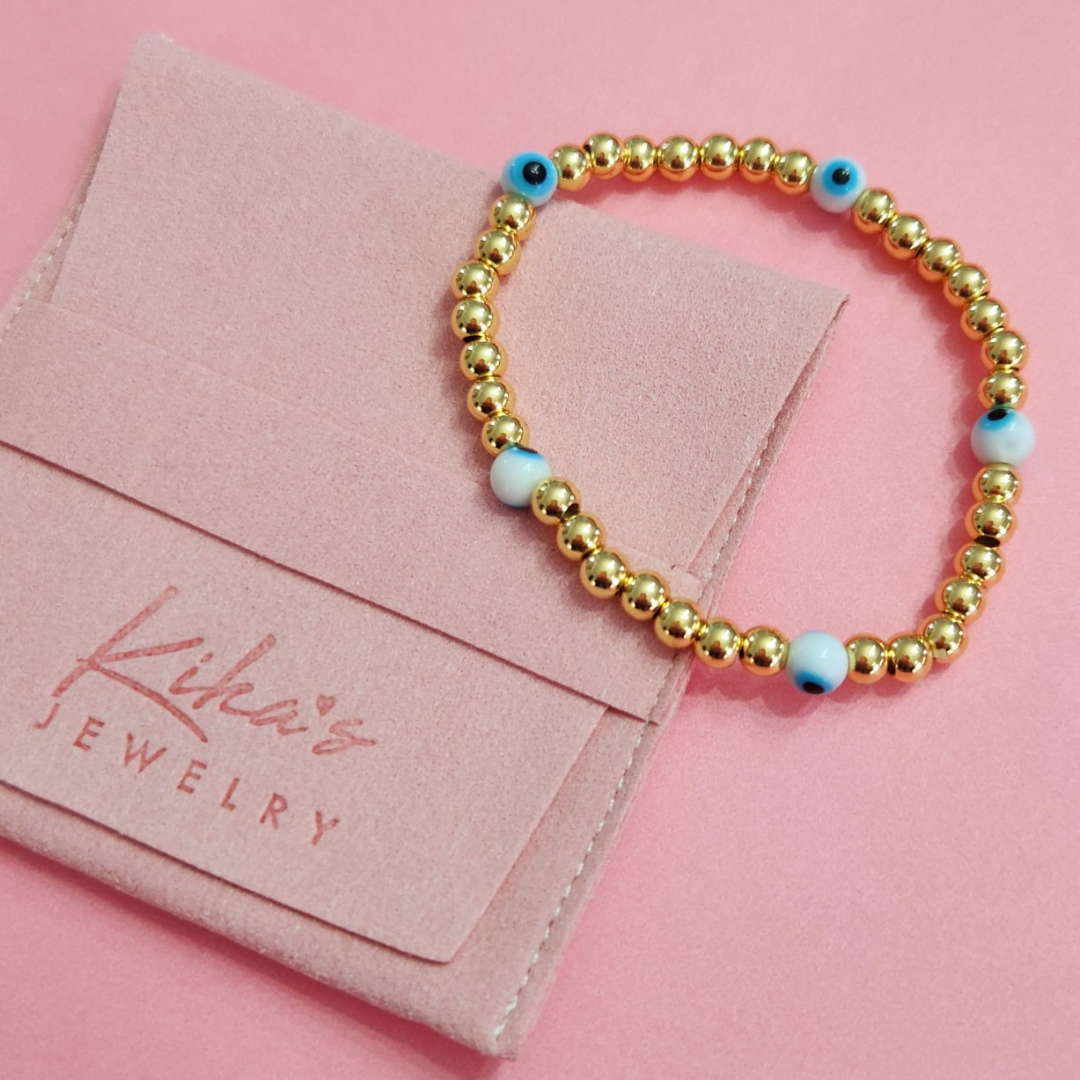 Evil Eye Gold Stretch Bracelet