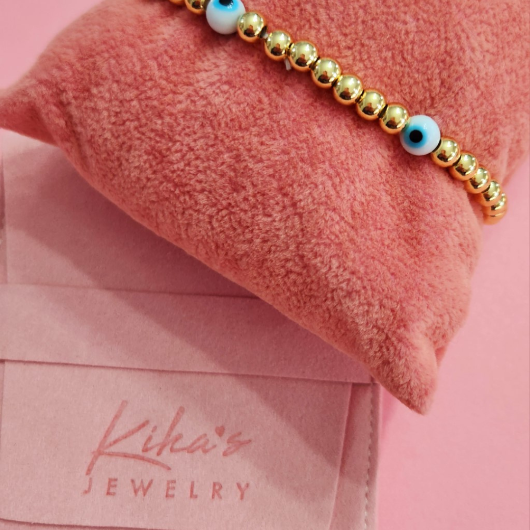 Evil Eye Gold Stretch Bracelet