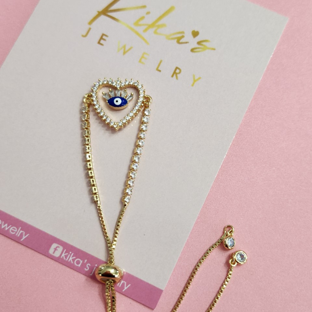 Evil Eye Bling Heart Bracelet