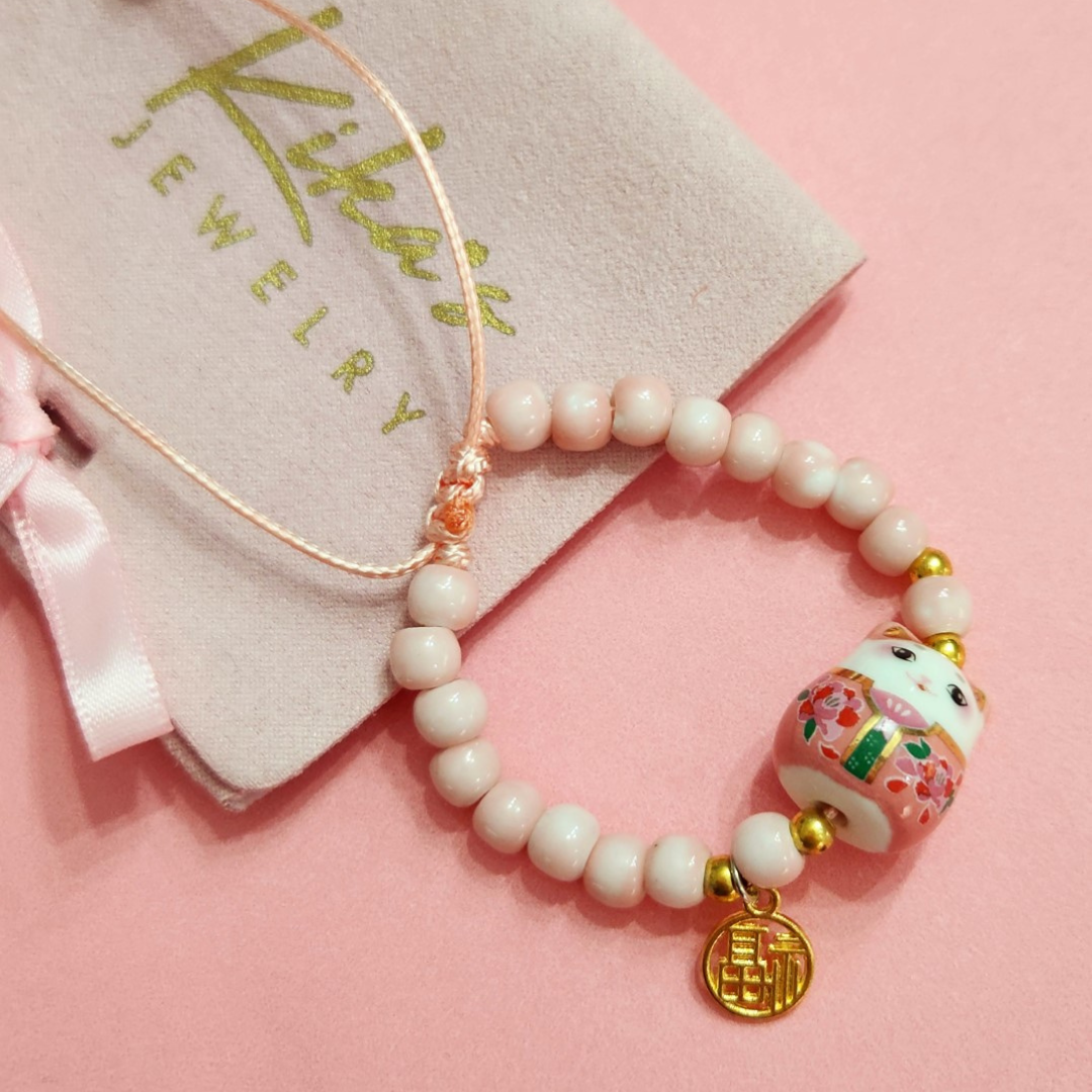 Pink Lucky Cat Bracelet