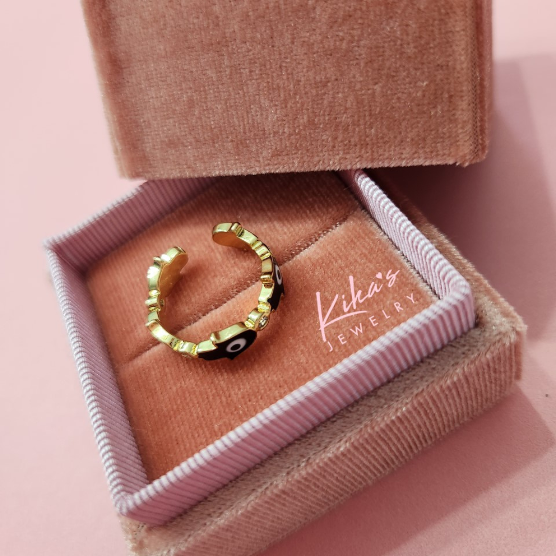 Colored Hamsa Gold Ring