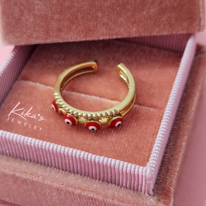 Double Red Evil Eye (Ojitos) Adjustable Ring