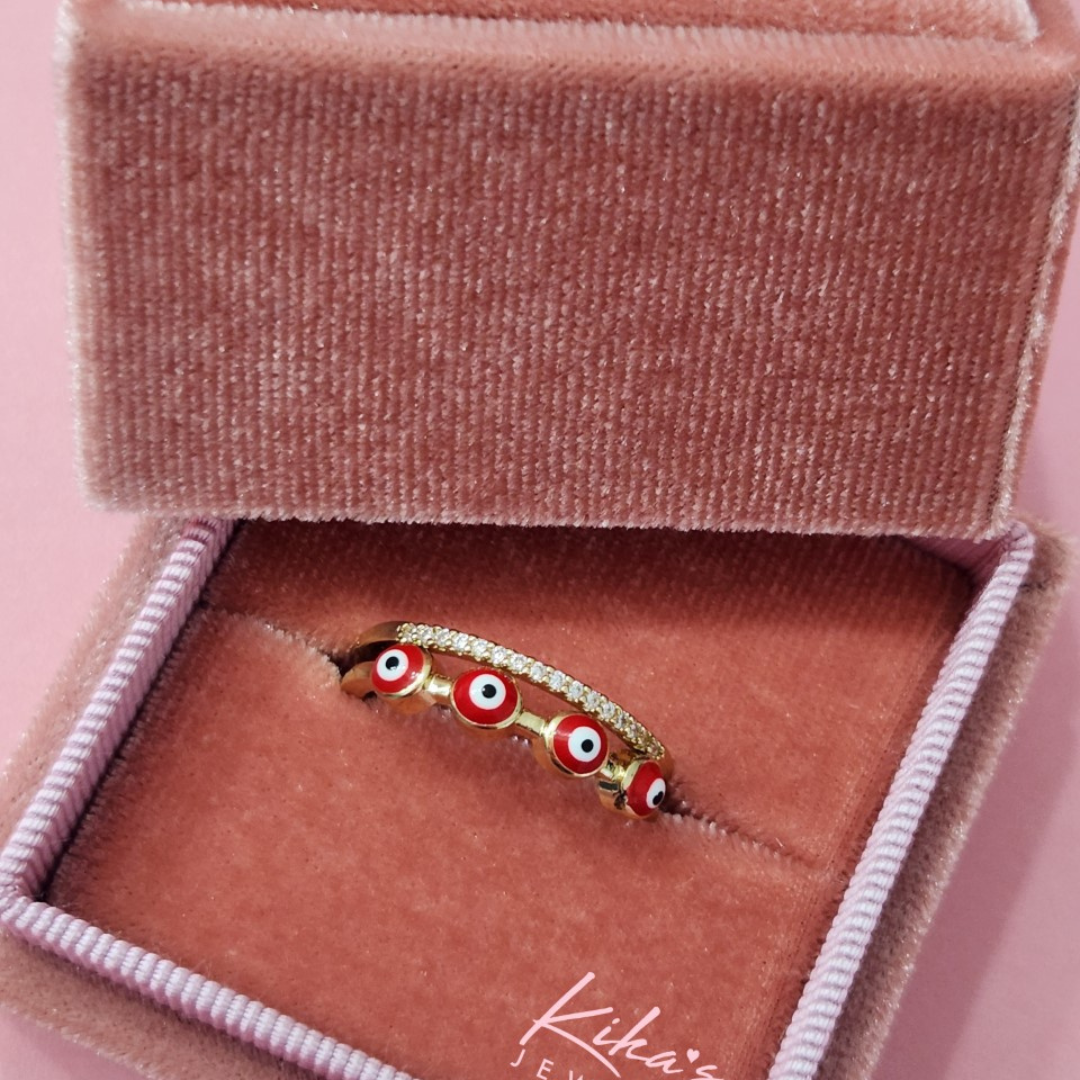 Double Red Evil Eye (Ojitos) Adjustable Ring