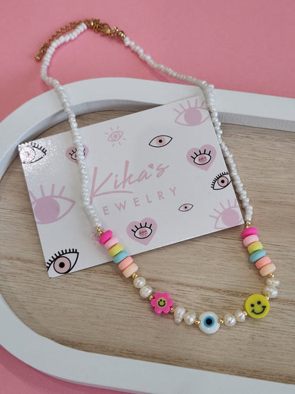 Colorful Smiley Protection Evil Eye Choker
