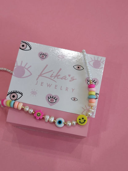 Colorful Smiley Protection Evil Eye Choker