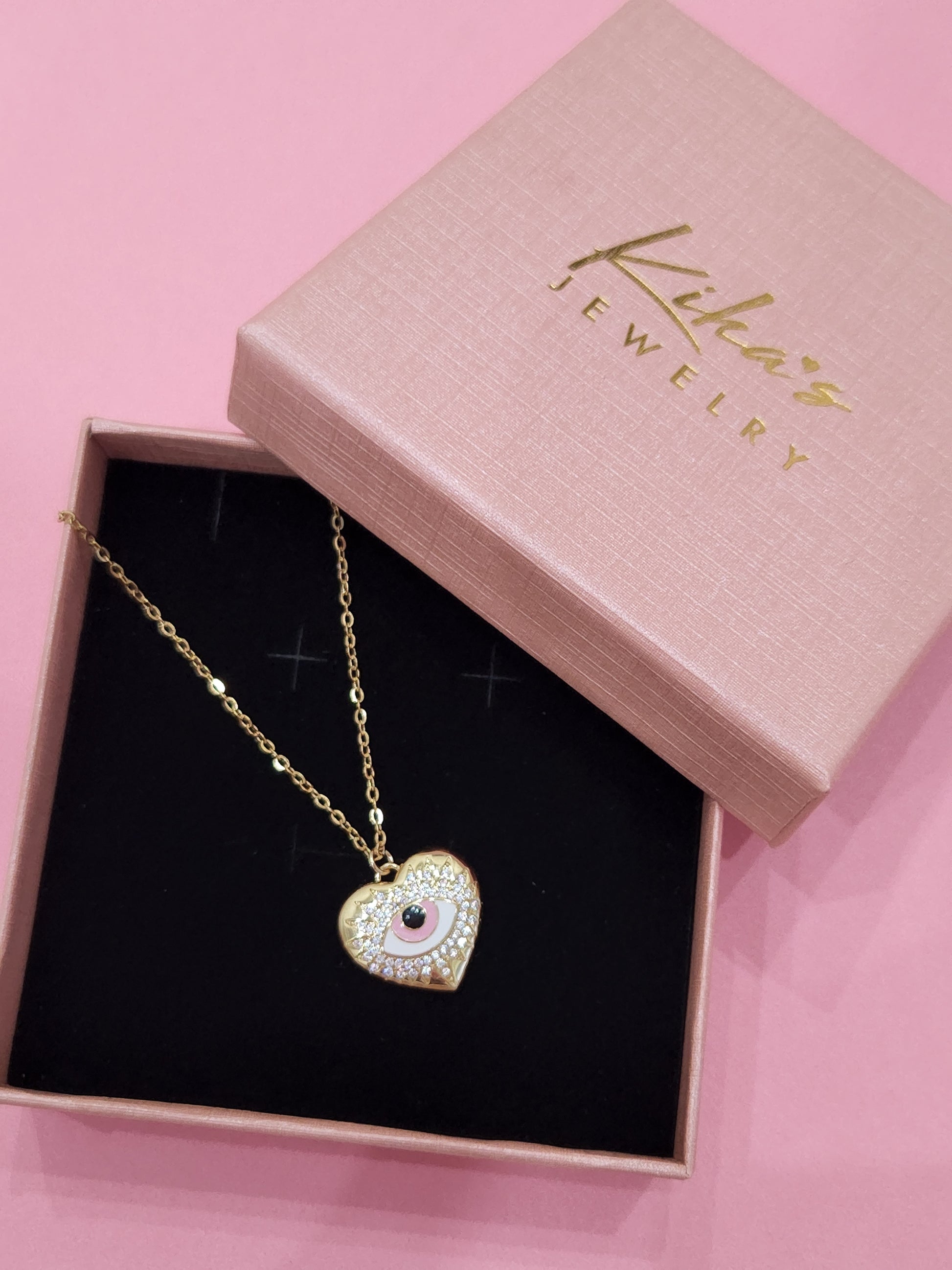 Evil Eye Heart Protection Bling Necklace