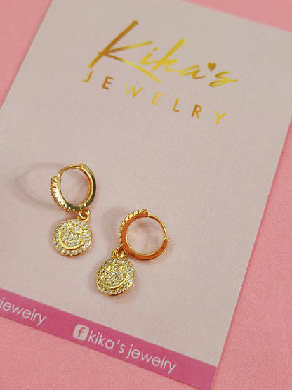 Smiley Face Shiny Hoop Earrings