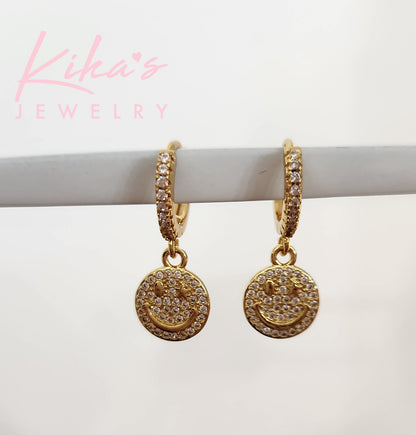 Smiley Face Shiny Hoop Earrings