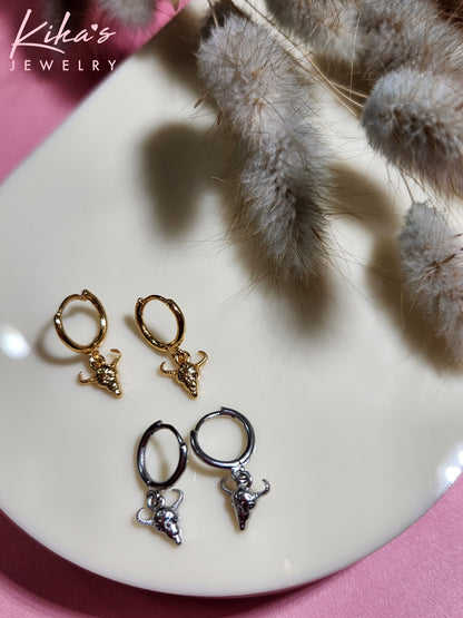 Bull Head Hoop Earrings