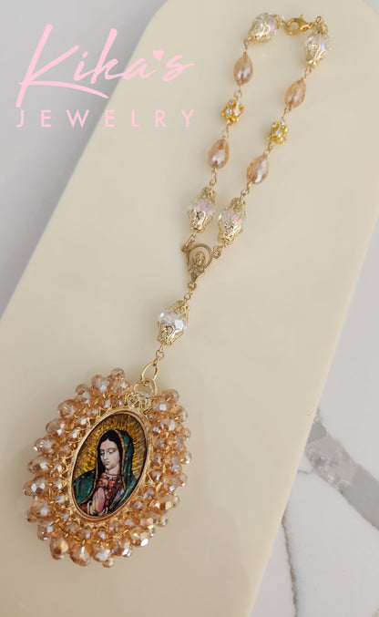 Virgencita Oval Crystal Hanging