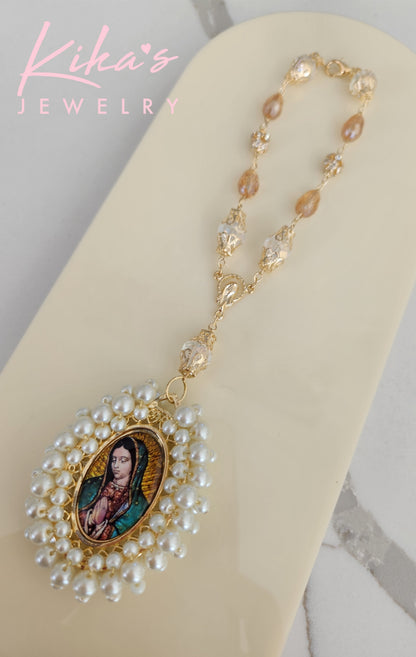 Virgencita Oval Crystal Hanging