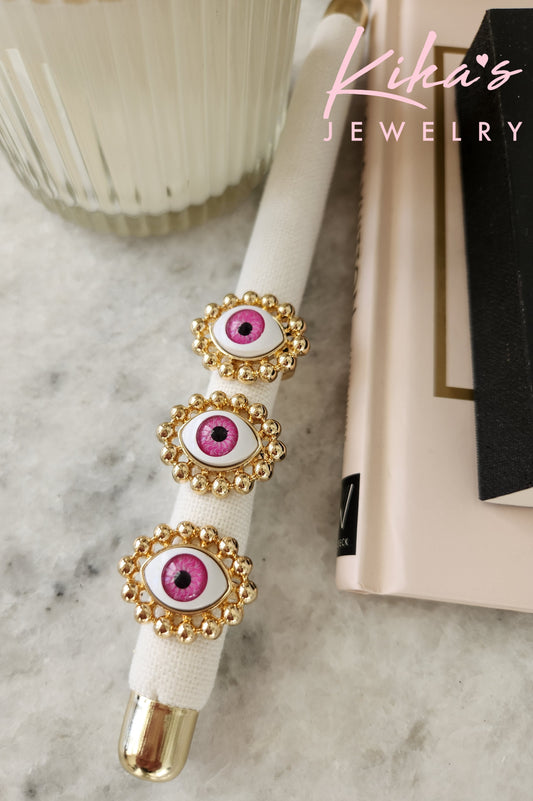3D Bolitas All Over Pink Eye Ring
