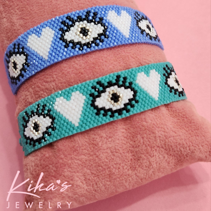 Evil Eye Beaded Los Tres Ojos String Bracelet