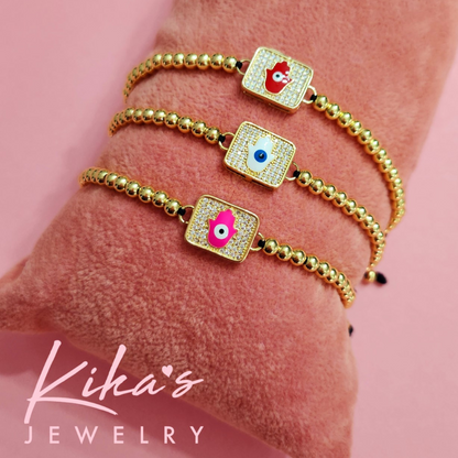 Evil Eye Hamsa Square Bracelet